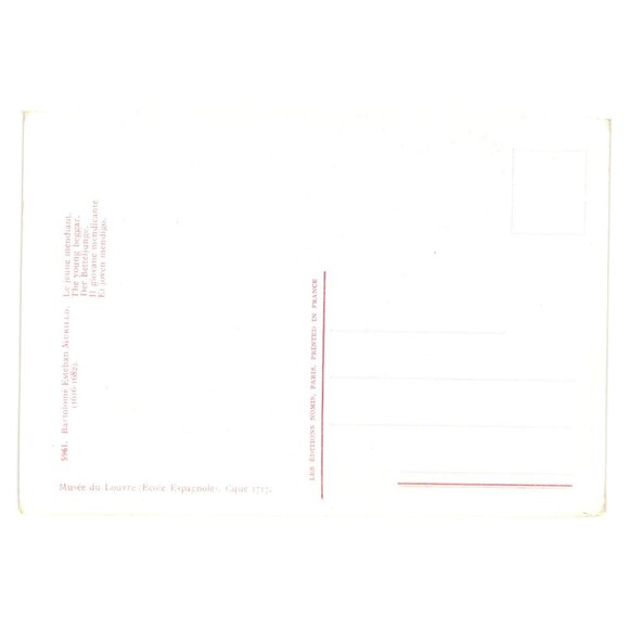 Vintage Bartolome Esteban Murillo Postcard The Young Beggar Painting Art France - Picture 2 of 2